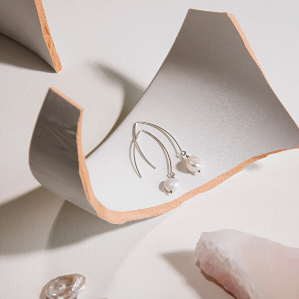 Elegantní náušnice s pravými perlami Sea Pearl Dropper Earrings