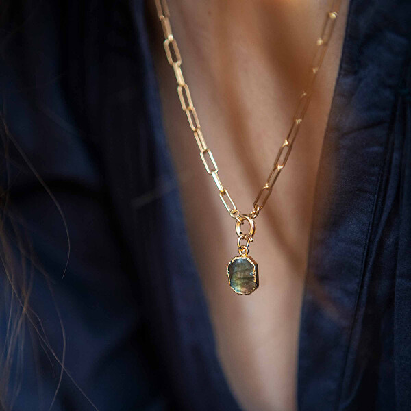 Štýlový pozlátený náhrdelník s perleťou Chunky