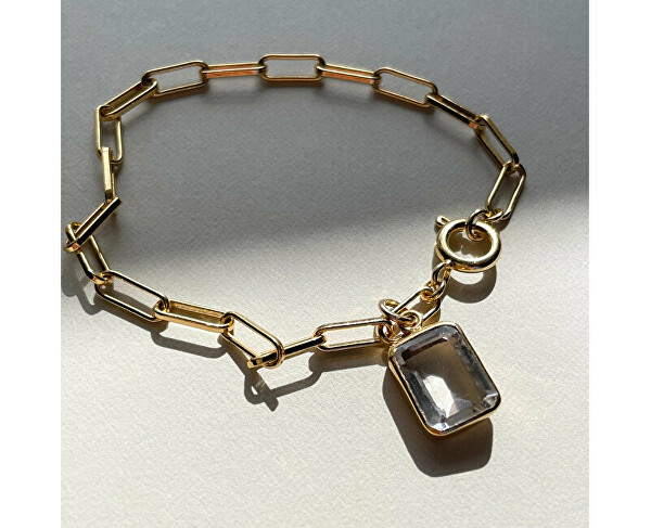 Elegante braccialetto placcato oro con quarzo Chunky