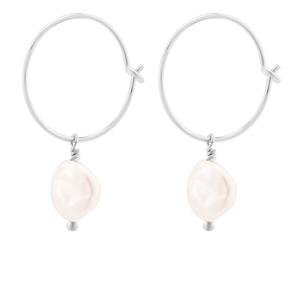 Cercei rotunzi cu perle reale 2in1 Sea Pearl Mini Hoop Earrings