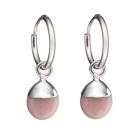 Runde Ohrringe mit rosa Opal 2in1
