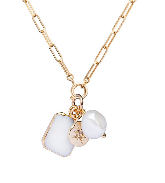 Půvabný pozlacený náhrdelník s pravou perlou Chunky