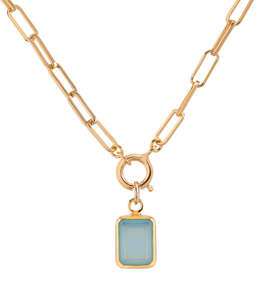 Stylový pozlacený náhrdelník s chalcedonem Chunky