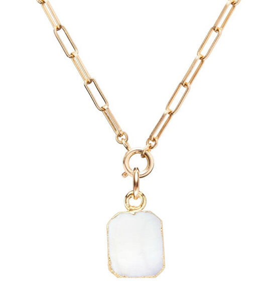 Štýlový pozlátený náhrdelník s perleťou Chunky