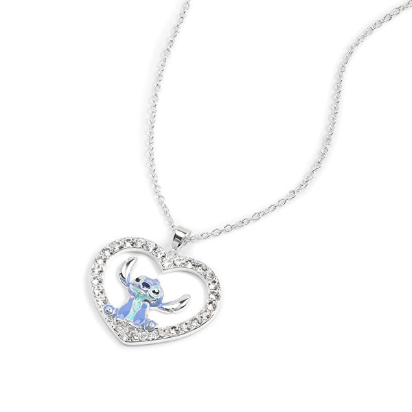 Třpytivý náhrdelník s přívěskem srdce Lilo & Stitch CF01306SL-Q.PH