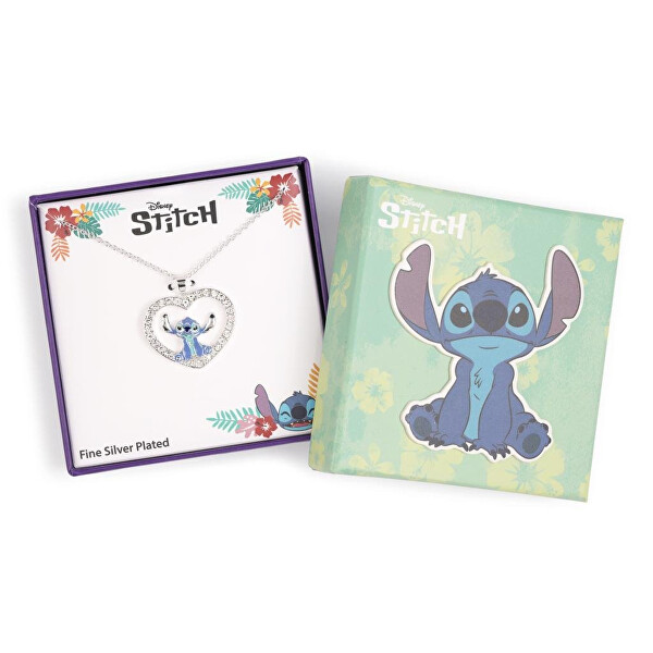 Třpytivý náhrdelník s přívěskem srdce Lilo & Stitch CF01306SL-Q.PH