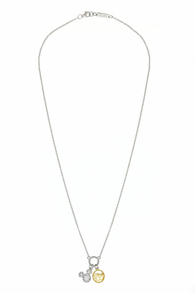 Slušivý stříbrný bicolor náhrdelník Mickey Mouse NS00058TZWL-157.CS