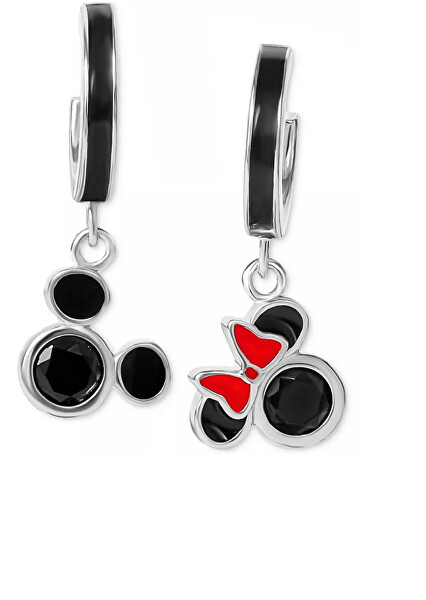 Játékos ezüst karika fülbevaló Mickey és Minnie Mouse ES00075SZCL.CS