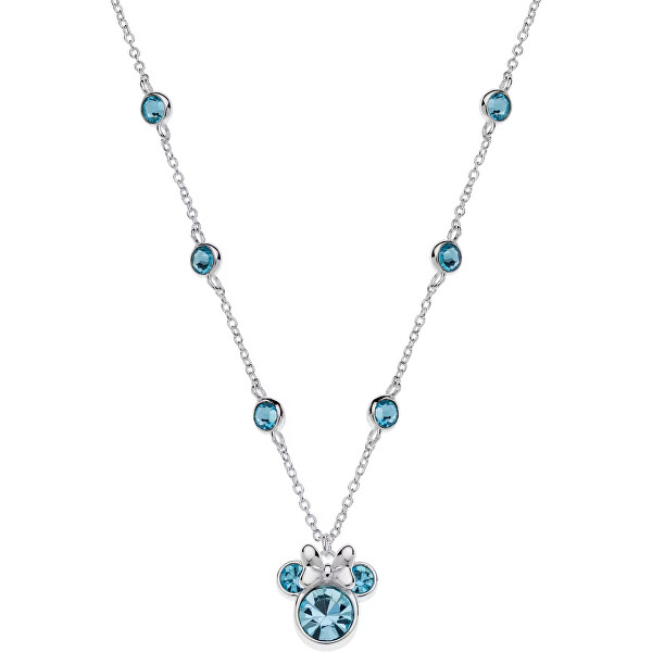 Krásny strieborný náhrdelník Minnie Mouse s kryštálmi NS00045SRQL-157.CS