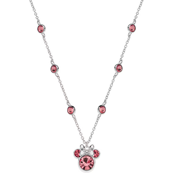 Krásný stříbrný náhrdelník Minnie Mouse s krystaly NS00045SRUL-157.CS