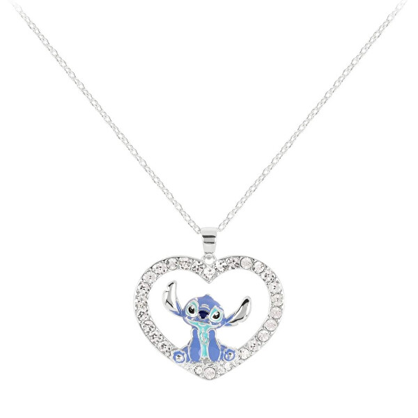 Třpytivý náhrdelník s přívěskem srdce Lilo & Stitch CF01306SL-Q.PH