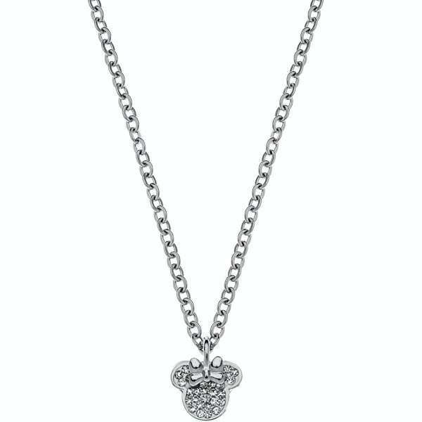 Pôvabný oceľový náhrdelník Mickey and Minnie Mouse N600582RWL-B.CS (retiazka, prívesok)