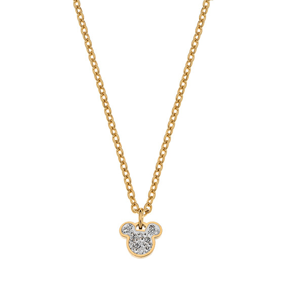 Půvabný pozlacený náhrdelník Mickey and Minnie Mouse N600581YRWL-B.CS (řetízek, přívěsek)