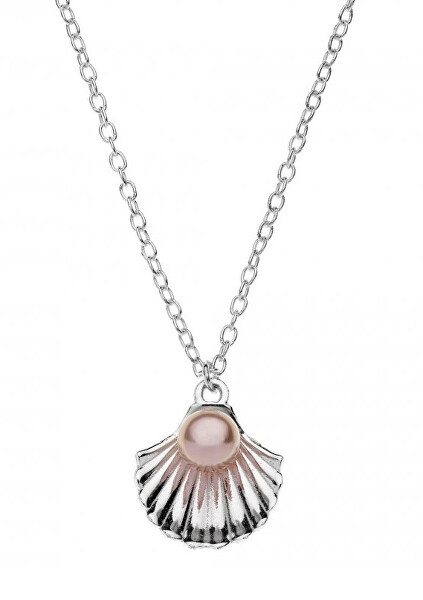 Půvabný stříbrný náhrdelník Mušle s perlou CS00005SMPL-P.CS