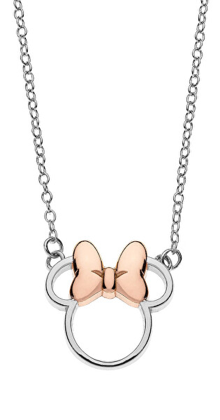 Slušivý strieborný bicolor náhrdelník Minnie Mouse N900521TL-16