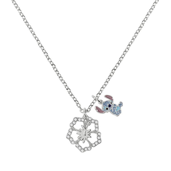 Třpytivý náhrdelník s přívěskem květiny Lilo & Stitch NF00712RL-16.PH