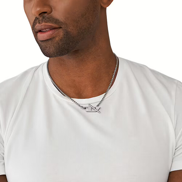 Fashion ocelový náhrdelník s logem DX1477040