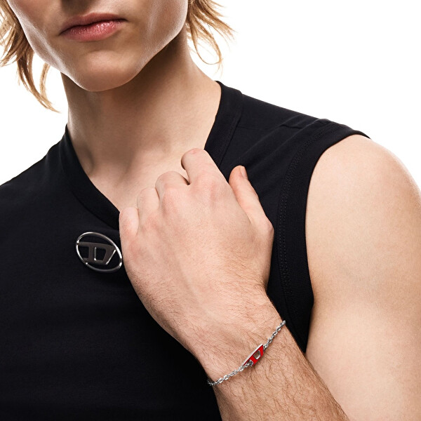 Nadčasový ocelový unisex náramek D Logo DX1691040