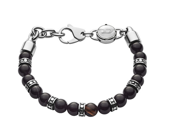 Pánský korálkový náramek s ocelovými ozdobami DX1163040