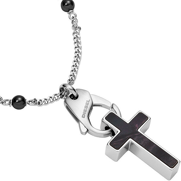 Elegant colier pentru bărbați cu cruce cu carabină DX1322040