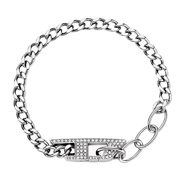 Třpytivý ocelový náramek D Logo DX1627040