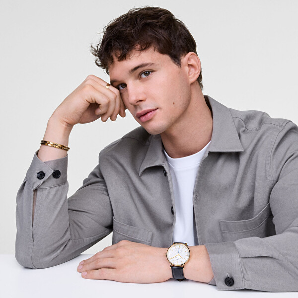 Elegantní pevný pozlacený náramek Classic DW004016