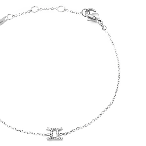 Ocelový řetízkový náramek znamení Blíženci Crystal Zodiac DW00400933