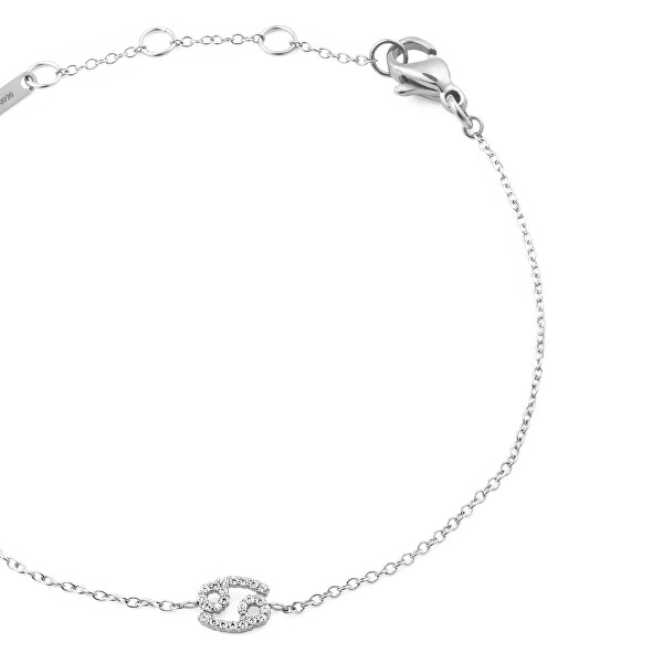 Ocelový řetízkový náramek znamení Rak Crystal Zodiac DW00400934