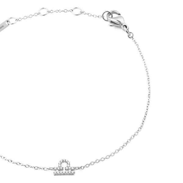 Ocelový řetízkový náramek znamení Váhy Crystal Zodiac DW00400937