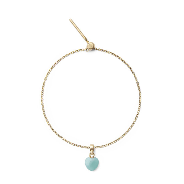 Okouzlující pozlacený přívěsek ve tvaru srdce s amazonitem Charms DW00401483