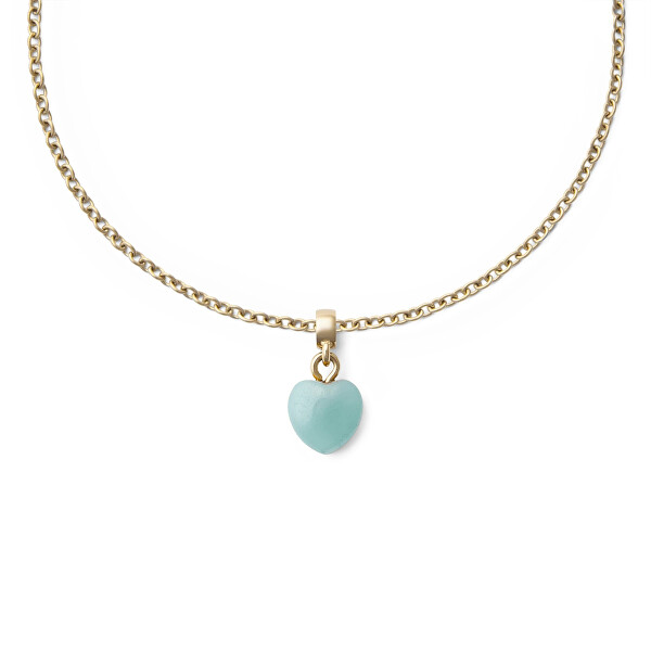 Okouzlující pozlacený přívěsek ve tvaru srdce s amazonitem Charms DW00401483