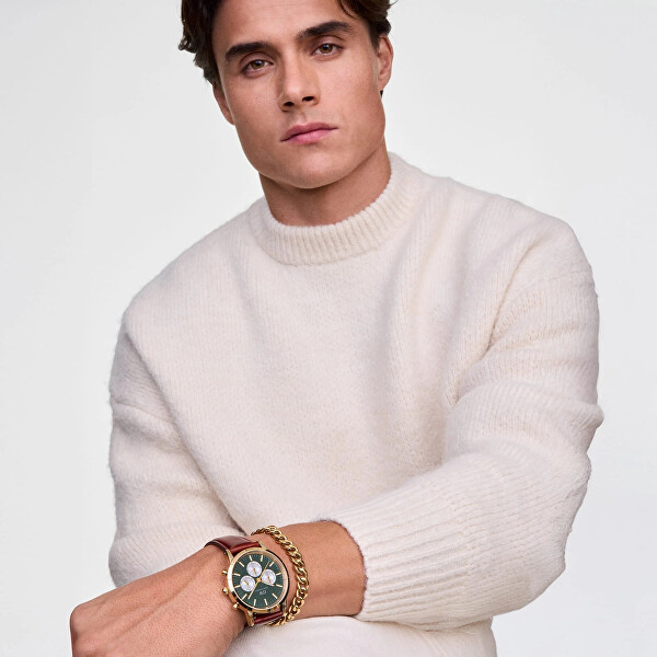 Pánský pozlacený náramek Ellipse Cuban Chain DW0040166
