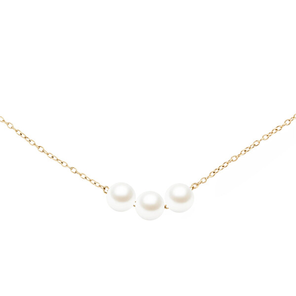 Pozlacený náhrdelník se Swarovski perlami Pearl Trio DW00402110