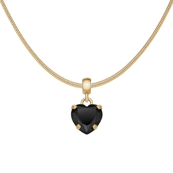 Pozlacený přívěsek s černým srdíčkem Charms DW00400431