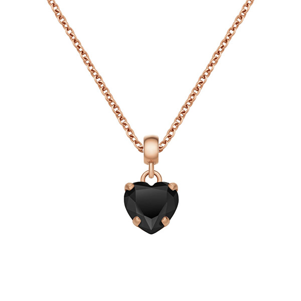 Pozlacený přívěsek s černým srdíčkem Charms DW00400426