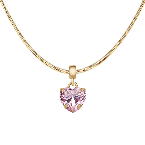 Pozlacený přívěsek s růžovým srdíčkem Charms DW00400430