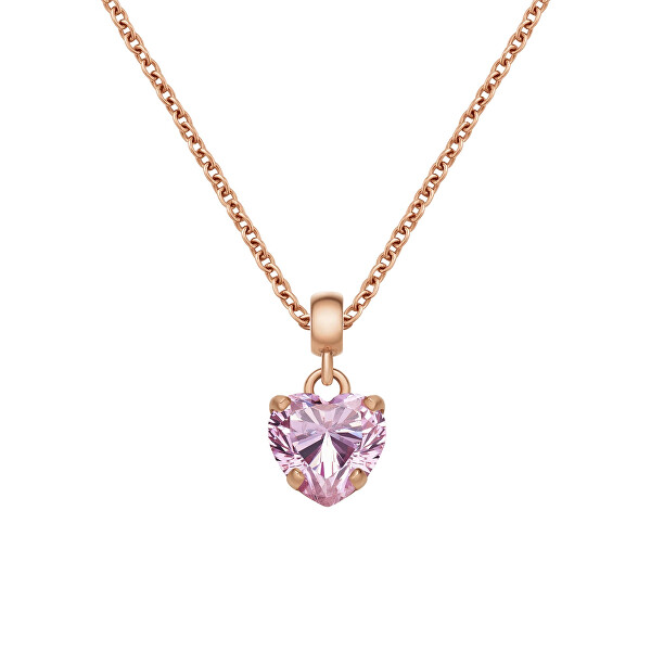 Pozlacený přívěsek s růžovým srdíčkem Charms DW00400425