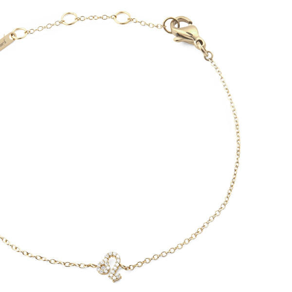 Pozlacený řetízkový náramek znamení Lev Crystal Zodiac DW00400911
