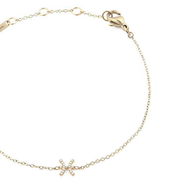 Pozlacený řetízkový náramek znamení Ryby Crystal Zodiac DW00400918