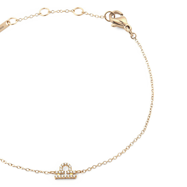 Pozlacený řetízkový náramek znamení Váhy Crystal Zodiac DW00400913