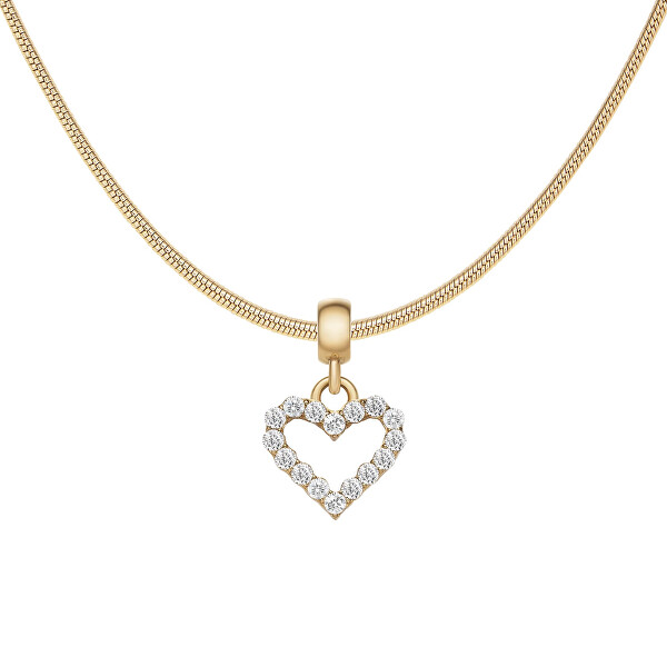 Pozlacený srdíčkový přívěsek s čirými krystaly Charms DW00400432