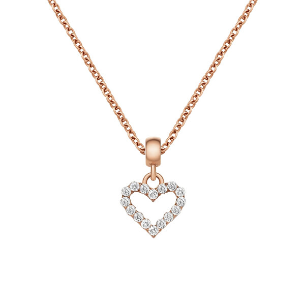 Pozlacený srdíčkový přívěsek s čirými krystaly Charms DW00400427