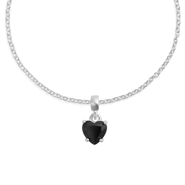 Stříbrný přívěsek s černým srdíčkem Charms DW00401052