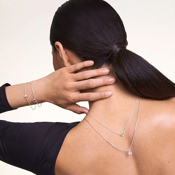 Stříbrný přívěsek s růžovým srdíčkem Charms DW00401054