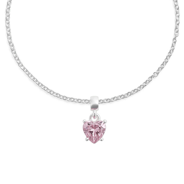 Stříbrný přívěsek s růžovým srdíčkem Charms DW00401054