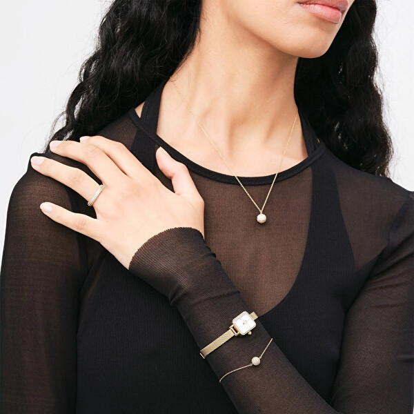 Štýlový pozlátený náhrdelník s trblietavou guličkou Pavé DW00400640