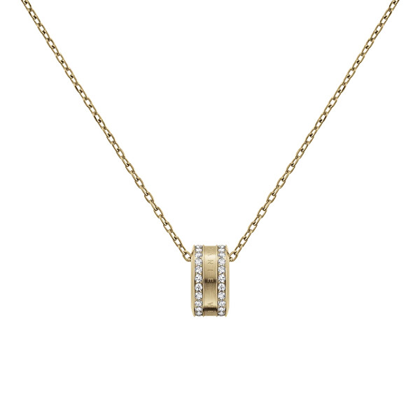 Trblietavý pozlátený náhrdelník s kruhovým príveskom Elan Lumine DW00400510