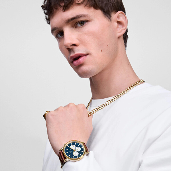 Výrazný pozlacený náhrdelník pro muže Ellipse Cuban Chain DW00401668