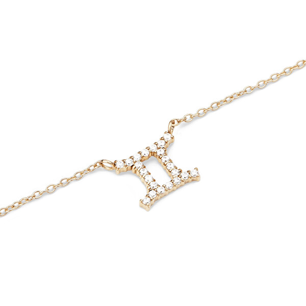 Nadčasový pozlacený náhrdelník znamení Blíženci Crystal Zodiac DW00400921