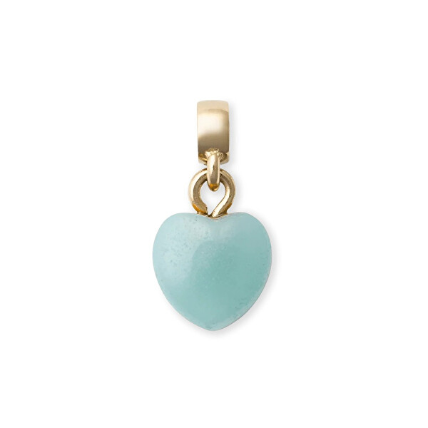 Okouzlující pozlacený přívěsek ve tvaru srdce s amazonitem Charms DW00401483